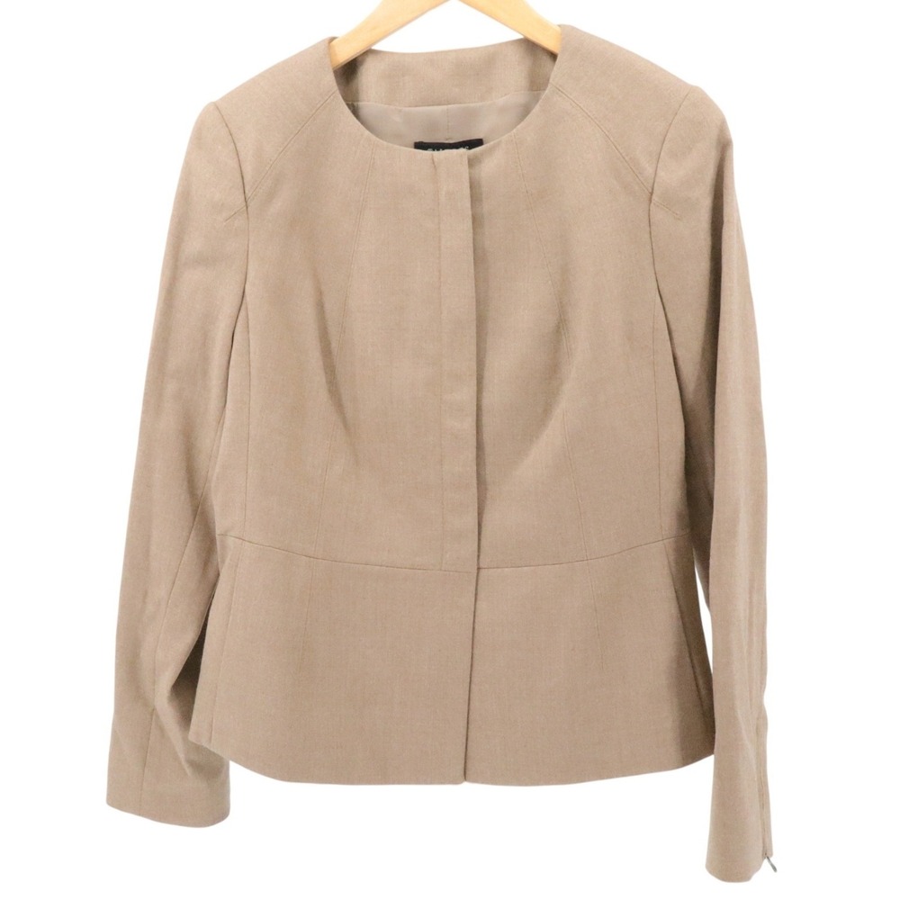 NWT Talbots Kate Fit Wool Blend Collarless Blazer Camel Tan Size 10 - Picture 3 of 8
